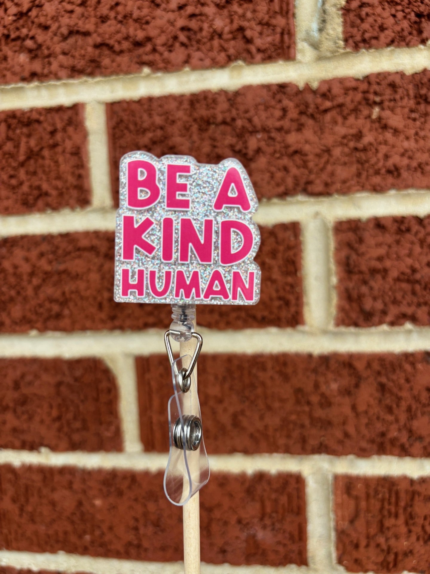 "Be a Kind Human" Badge Reel with Alligator clip