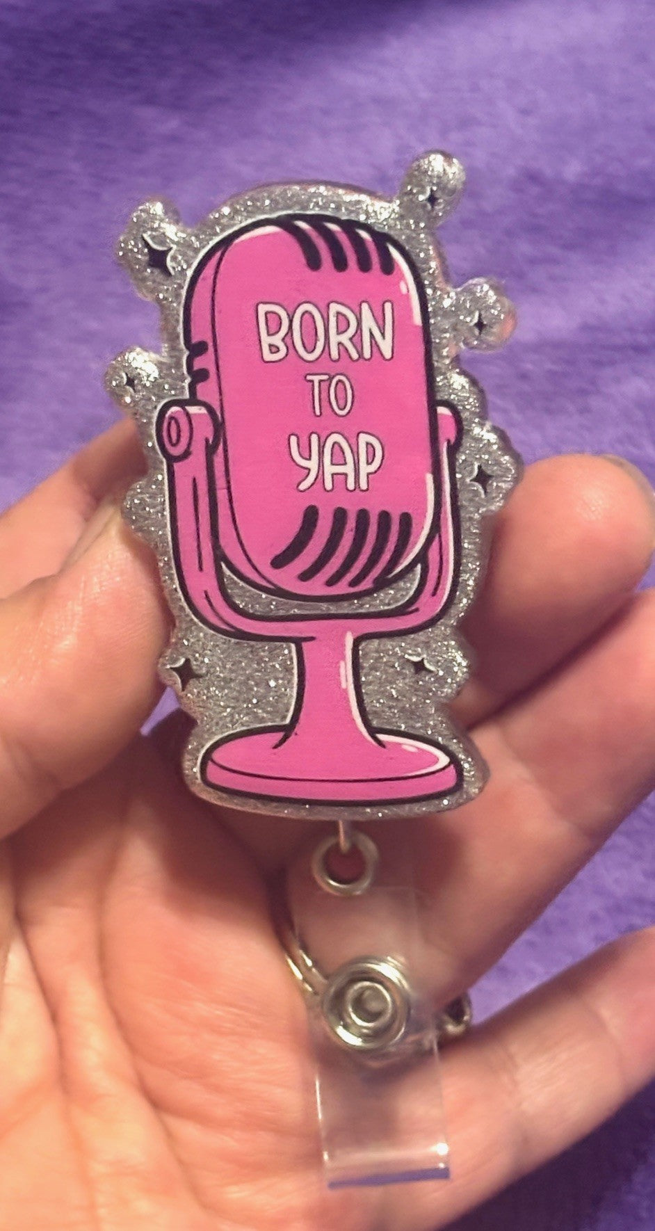 "Born to Yap" Badge Reel with Alligator Clip