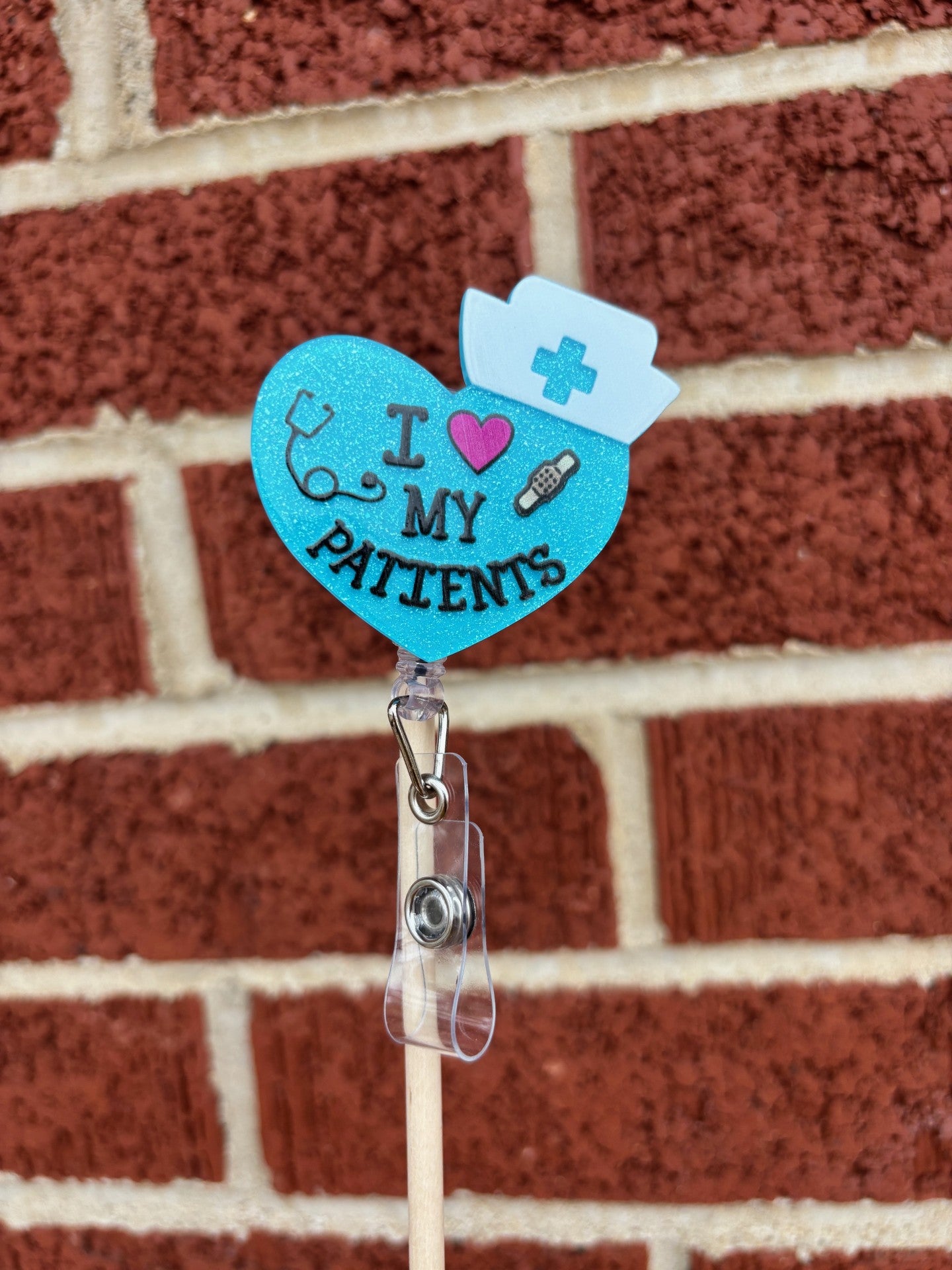 "I love my Patients" Badge Reel with Alligator clip