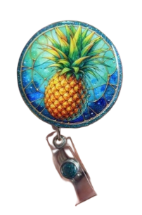 Stained Glass Pineapple Badge