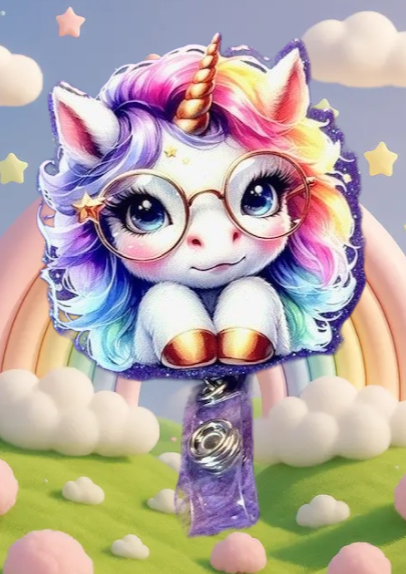 "Cute Unicorn with Glasses" Badge Reel