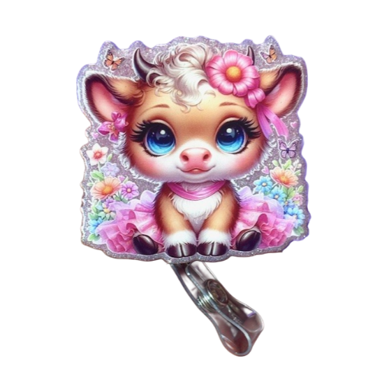 Cow in Pink Tutu Badge Reel