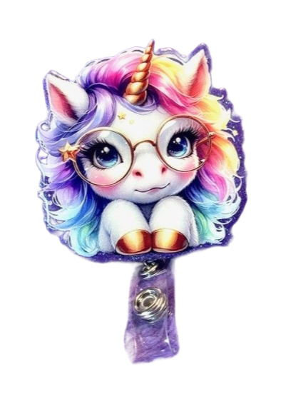 "Cute Unicorn with Glasses" Badge Reel