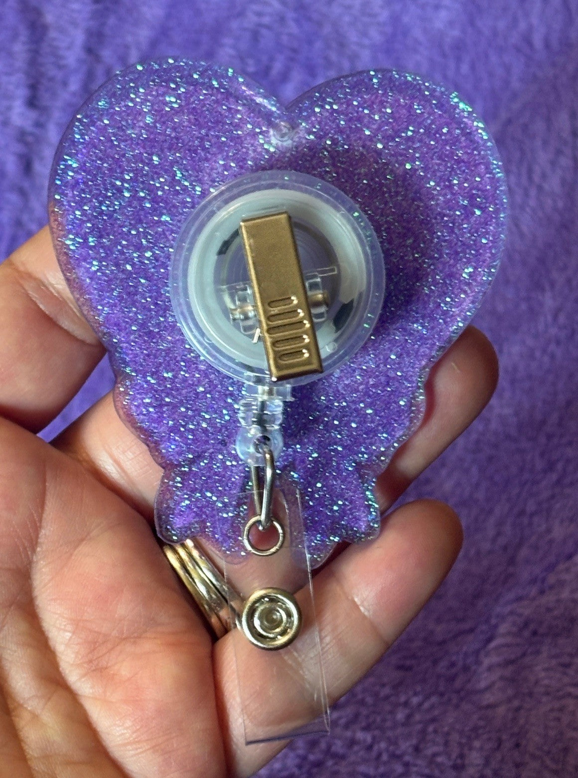 Disco Heart with a Bow Badge Reel