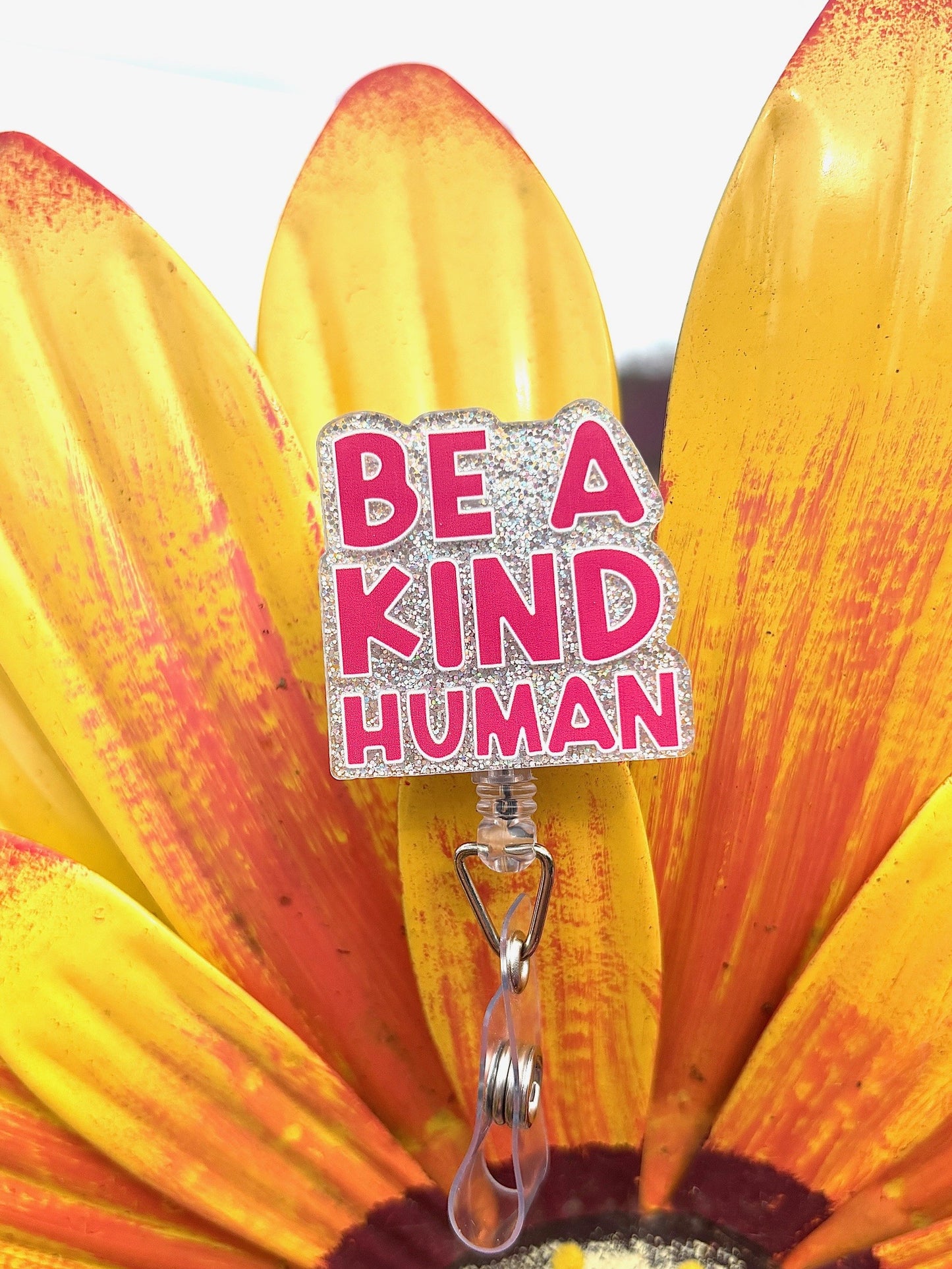 "Be a Kind Human" Badge Reel with Alligator clip