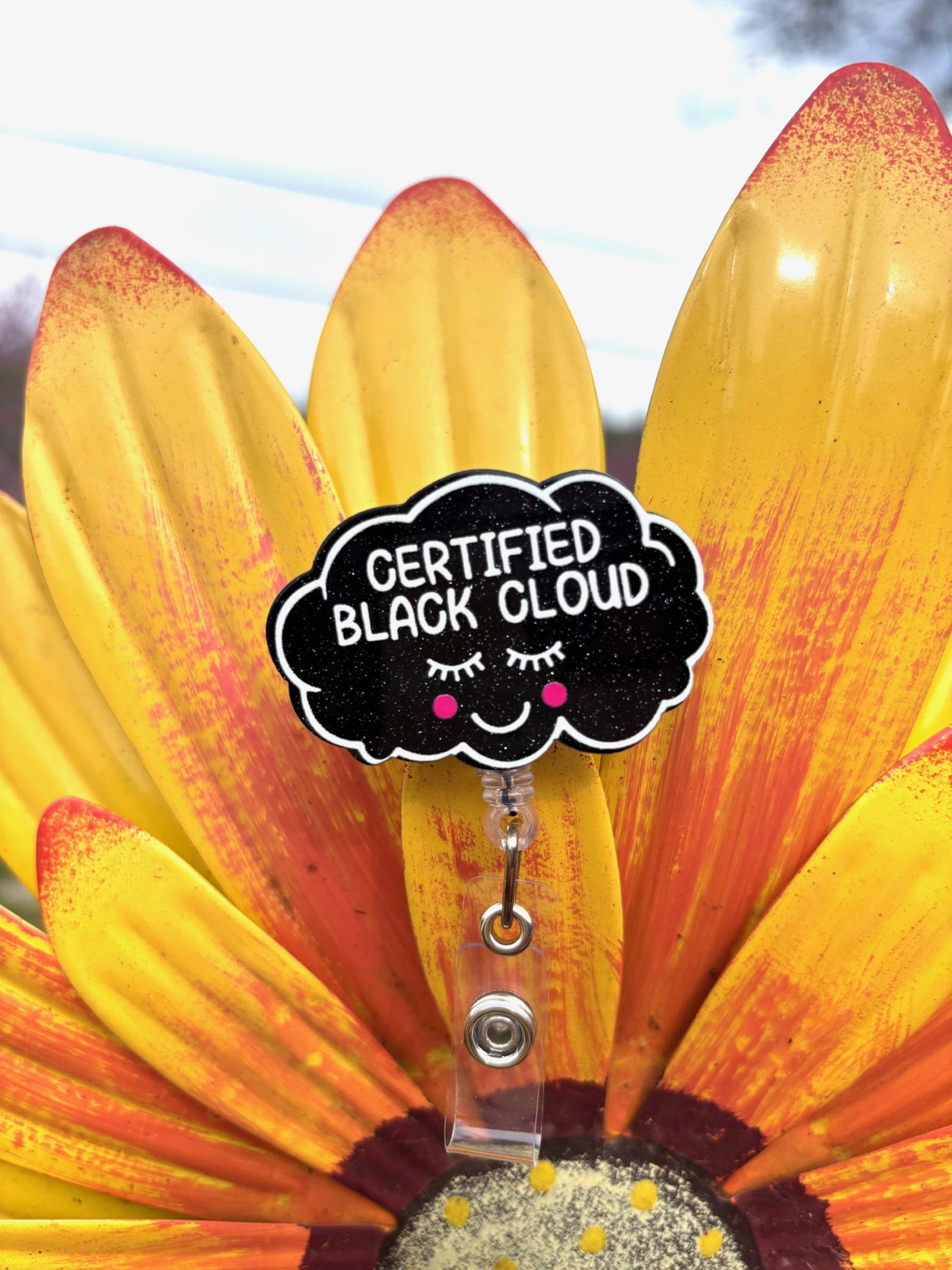"Certified Black Cloud" Badge Reel with Alligator clip