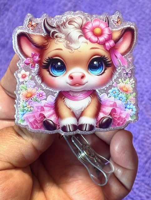 Cow in Pink Tutu Badge Reel
