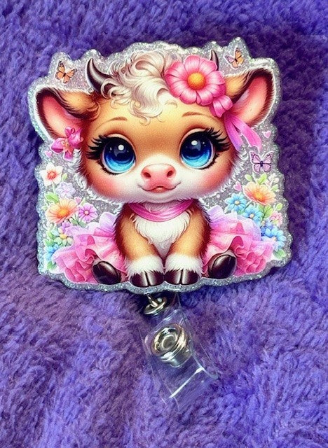 Cow in Pink Tutu Badge Reel
