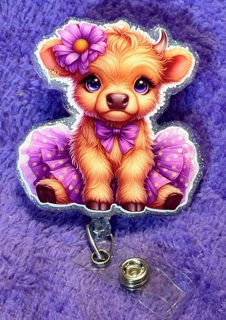 Cute Cow in Purple Tutu Badge Reel
