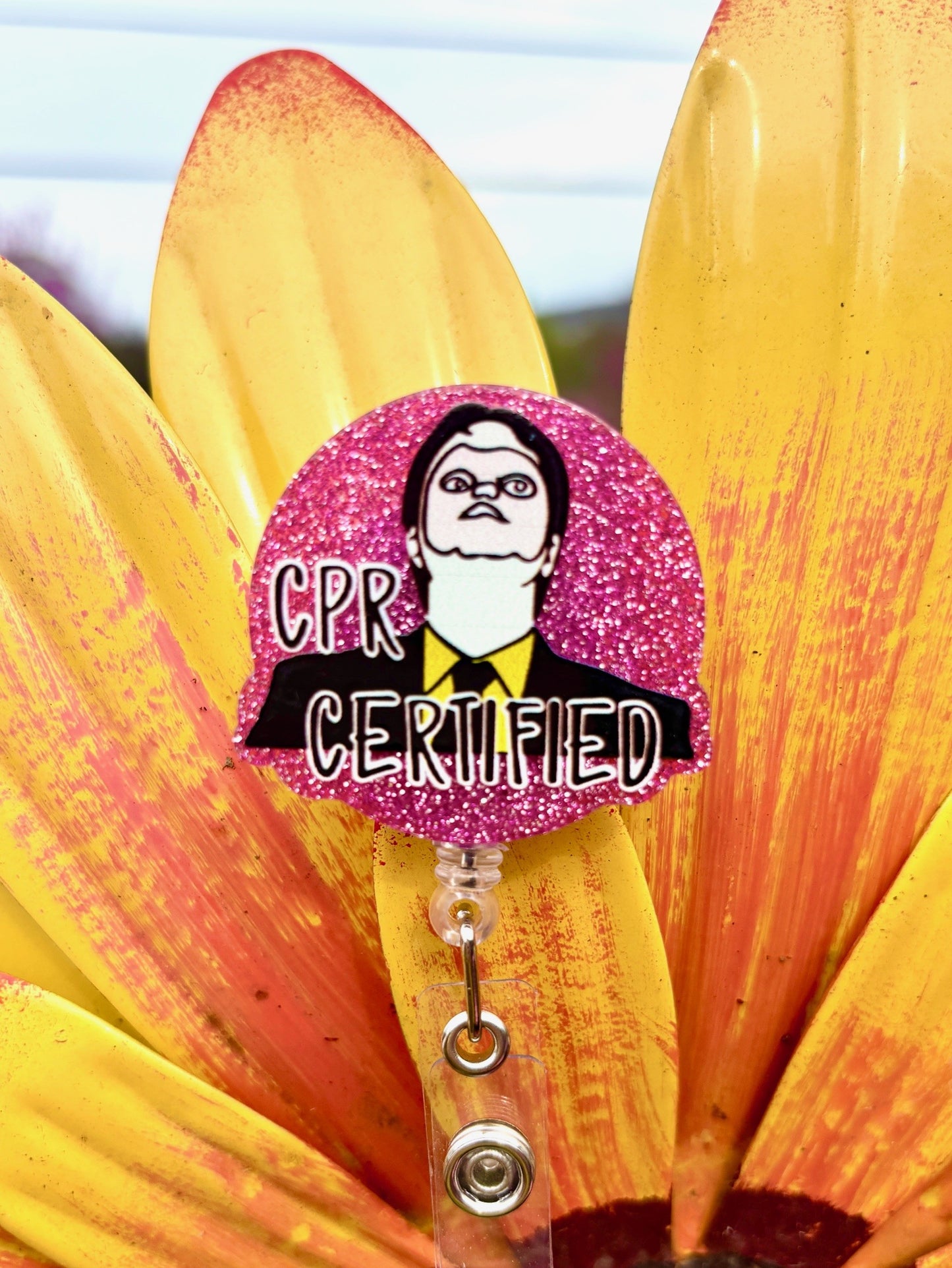 "CPR Certified Face" Badge Reel with Alligator clip