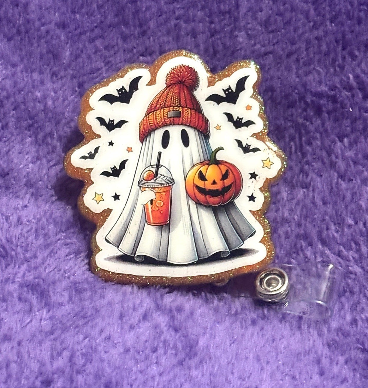 Cute Ghost with a pumpkin latte