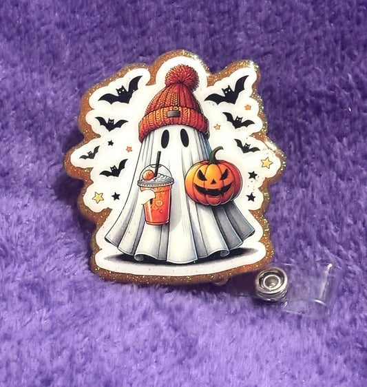 Cute Ghost with a pumpkin latte