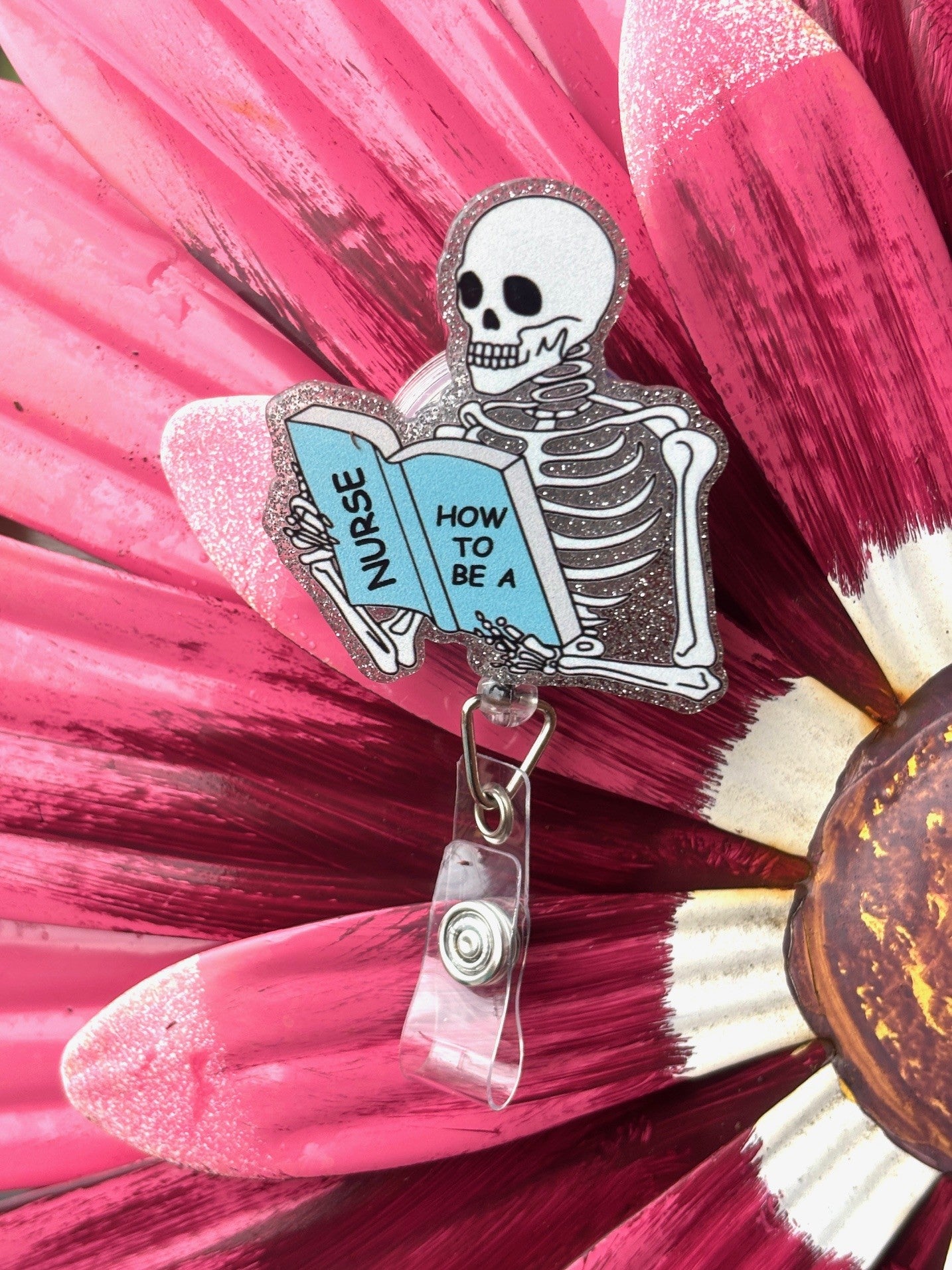 "How to be a nurse" Badge Reel with Alligator clip