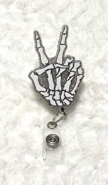 Silver Peace Sign Badge Reel with Alligator clip