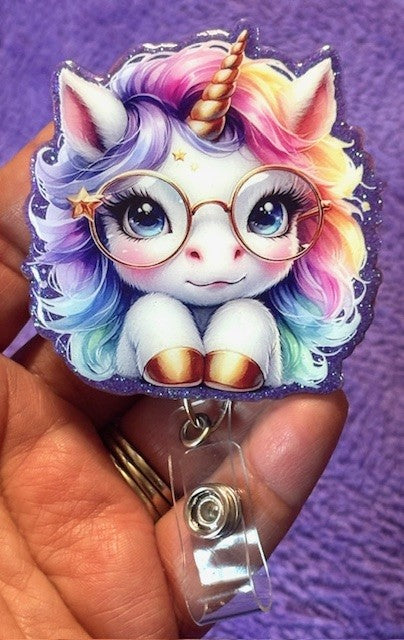 "Cute Unicorn with Glasses" Badge Reel
