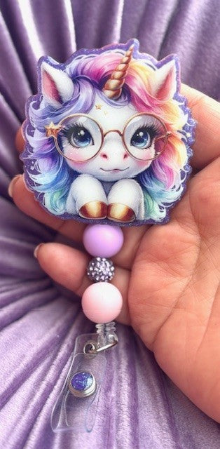 "Cute Unicorn with Glasses" Badge Reel