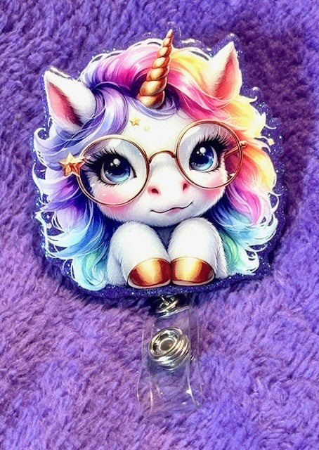 "Cute Unicorn with Glasses" Badge Reel